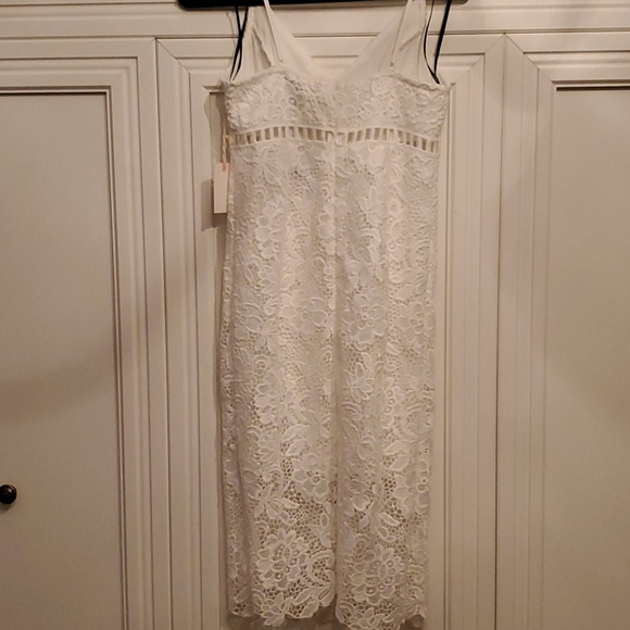 NEW Women's White Summer Lace Midi Dress SMALL - Picture 4 of 10